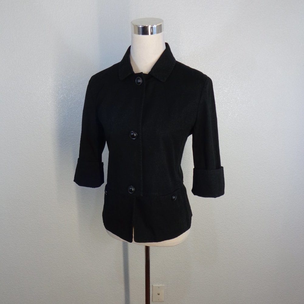 TALBOTS Women’s Sz 6 black cotton stretch blazer - Picture 3 of 5